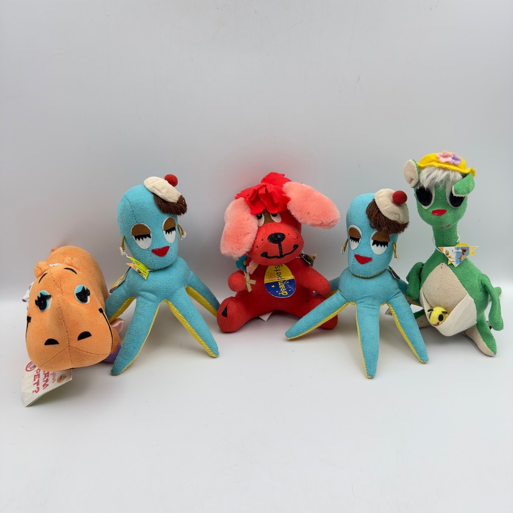 Dream Pets R Dakin & Co Vintage Style Plush Set Octopus Dog Kangaroo Hippo 5pc